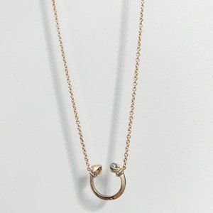 Rebecca Minkoff Gold Tone Long Cuff Pendant Necklace with Black Pearl & Hematite